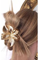 akrilik parlak büyük 2 lı lotus madal toka set 8CM (renk seçiniz) gri gold GOLD