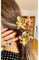 akrilik parlak büyük 2 lı lotus madal toka set 8CM (renk seçiniz) gri gold GOLD