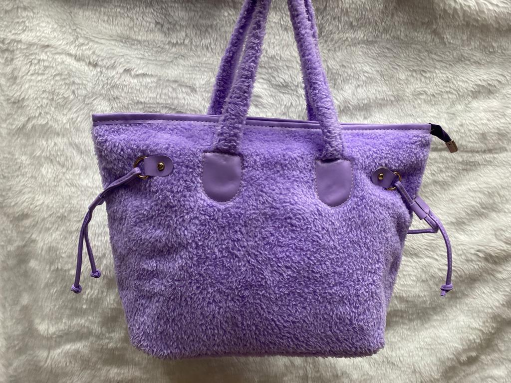 KADIN PUDRA PELUŞ OMUZ ÇANTASI LİLA