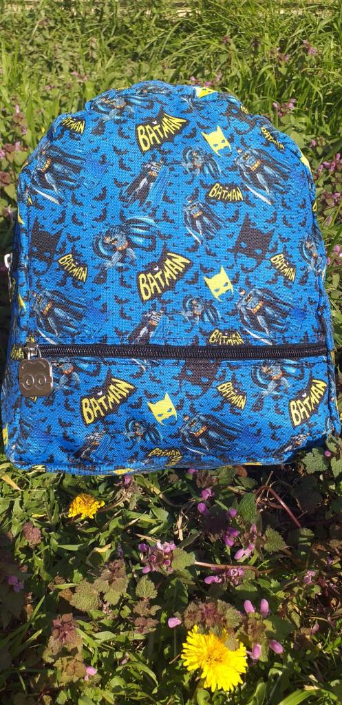 Batman karakterli çocuk günlük ve anaokulu ufak cift bölmeli sırt çanta MAVİ