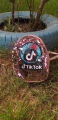 Payetli Tiktok Pudra Çocuk Sırt Çantası