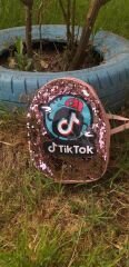 Payetli Tiktok Pudra Çocuk Sırt Çantası PUDRA
