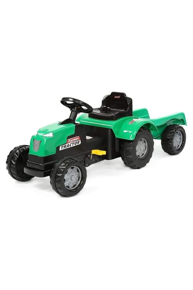 Dolu Unisex Pedallı Römorklu Büyük Çocuk Traktörü Kırmızı 52X43X175 CM YEŞİL