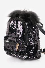 DZC KUZENLER AVM PAYETLİ ÇANTA PULLU ÇOCUK SIRT ÇANTASI PONPONLU SİYAH