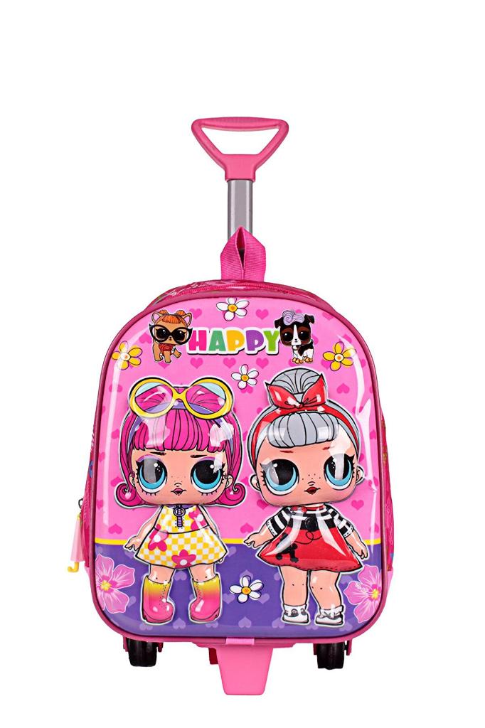 Anaokulu KREŞ Çocuk Valiz Sırt Çantası Çekçekli tekerlekli lol bebek Kız