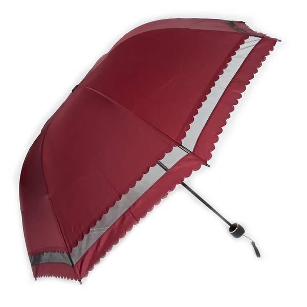 DZC KUZENLER AVM Marlux Bordo Rüzgara Dayanıklı Dantelli Fiber Gövdeli Manuel Kadın Şemsiye
