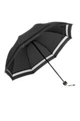 DZC KUZENLER AVM Marlux Bordo Rüzgara Dayanıklı Dantelli Fiber Gövdeli Manuel Kadın Şemsiye SİYAH