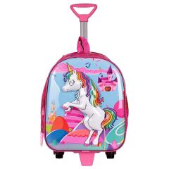 DZC KUZENLER AVM Anaokulu KREŞ Çocuk Valiz Sırt Çantası Çekçekli Happy Lol Bebek Şeker Kız Sert Ön Yüzey 5d Pembe