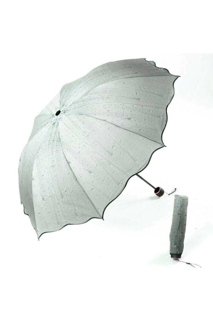 DZC KUZENLER AVM Marlux Yeşil Yagmur Desenli Manuel Kadın Şemsiye