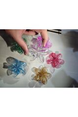 Kadın Büyük Boy 6'Lı (8cm) Renkli Lotus Toka Seti