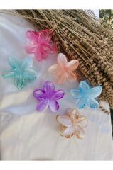 Kadın Büyük Boy 6'Lı (8cm) Renkli Lotus Toka Seti