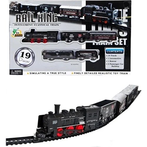 DZC KUZENLER AVM 19 PARÇA PİLLİ IŞIKLI OYUNCAK TREN SETİ 4 VAGONLU