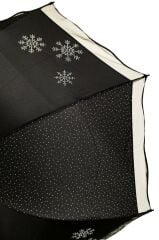 DZC KUZENLER AVM Marlux Rüzgara Dayanıklı Beyaz Noktalı Taş Detaylı Siyah Bayan Şemsiye