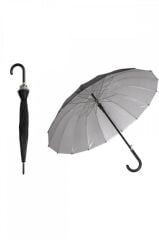 DZC KUZENLER AVM Bay Bayan Büyük 16 Telli Dışı Siyah Içi Gümüş Baston Şemsiye