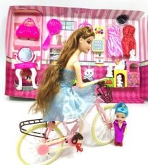 BİSİKLETLİ AKSESUARLI ALİSA BARBİE BEBEK OYUNCAK