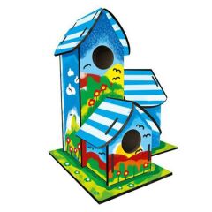 dzc kuzenler avm portatıf mdf 2 katlı boyanabilir kuş ahşap kuş yuvası