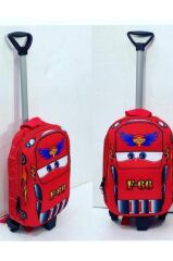 Anaokulu Çekçekli Sırt Çantası F99 Arabalı Şimşek Kırmızı