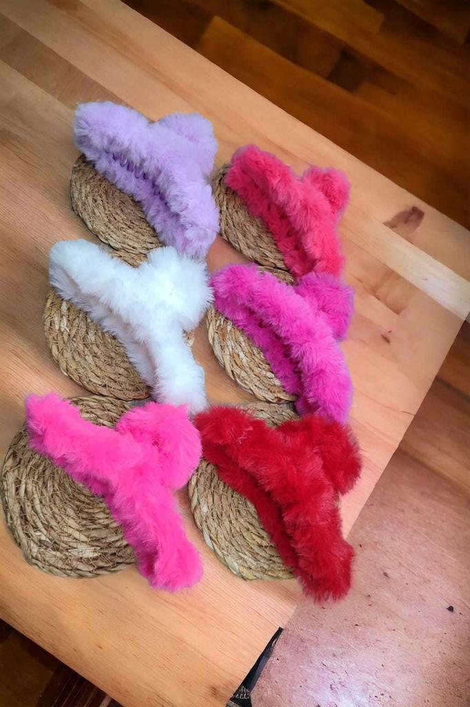 6 adet Kadın Peluş Model Büyük Boy Mandal Toka 12 CM