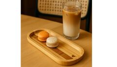 Bambu oval Sunum Tabağı, Kalp detaylı, Çerezlik (25,5 x 9,5 cm)