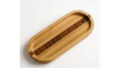 Bambu oval Sunum Tabağı, Kalp detaylı, Çerezlik (25,5 x 9,5 cm)