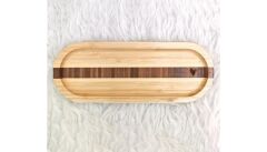 Bambu oval Sunum Tabağı, Kalp detaylı, Çerezlik (25,5 x 9,5 cm)