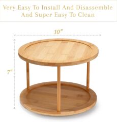 Bambu Baharat Standı, 360° Dönebilen, 2 KatlıDüzenleyici , Sunumluk, Organizer, Stant