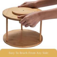 Bambu Baharat Standı, 360° Dönebilen, 2 KatlıDüzenleyici , Sunumluk, Organizer, Stant