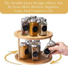 Bambu Baharat Standı, 360° Dönebilen, 2 KatlıDüzenleyici , Sunumluk, Organizer, Stant