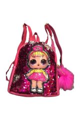 DZC KUZENLER AVM Işıklı Pullu Payetli  Lol Bebek Figürlü Çocuk Sırt Çantası Siyah