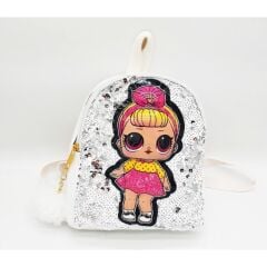 DZC KUZENLER AVM Işıklı Pullu Payetli  Lol Bebek Figürlü Çocuk Sırt Çantası Siyah