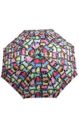 DZC KUZENLER AVM Marlux Kedi köpek Desenli 8 Telli Manuel Rüzgara Dayanıklı çanta boy Şemsiye MAVİLİ