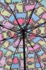 DZC KUZENLER AVM Marlux Kedi köpek Desenli 8 Telli Manuel Rüzgara Dayanıklı çanta boy Şemsiye MAVİLİ