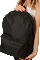 Siyah Unısex Fermuarlı Okul El Ve Sırt Çantası