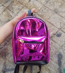 DZC KUZENLER AVM Pembe Parlak Hologram Sırt Çantası FUŞYA