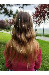 Kristal Taşlı Çiçek Figürlü Renkli Örgü Boncuğu Saç Aksesuarı 20 Li