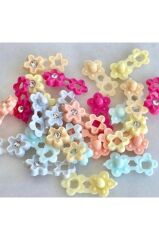 Kristal Taşlı Çiçek Figürlü Renkli Örgü Boncuğu Saç Aksesuarı 20 Li