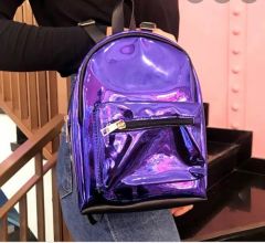 DZC KUZENLER AVM Pembe Parlak Hologram Sırt Çantası MOR