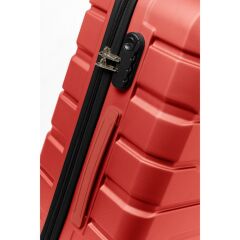 DZC KUZENLER AVM Abs Premium Tonaton 3'lü Valiz Seyahat Seti - Model:500.02 Koyu Gri Füme KIRMIZI