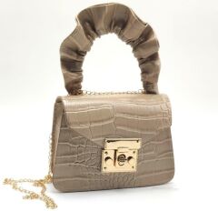 Küçük Boy Çocuk & genç Çantası kapitone deri zincir askılı VİZON