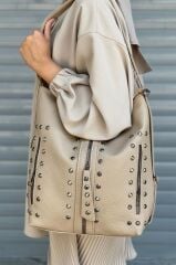 Kadın Vizon Suni Yıkanmış Deri Kol Ve Sırt Çantası Yıkama Deri