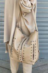 Kadın Vizon Suni Yıkanmış Deri Kol Ve Sırt Çantası Yıkama Deri