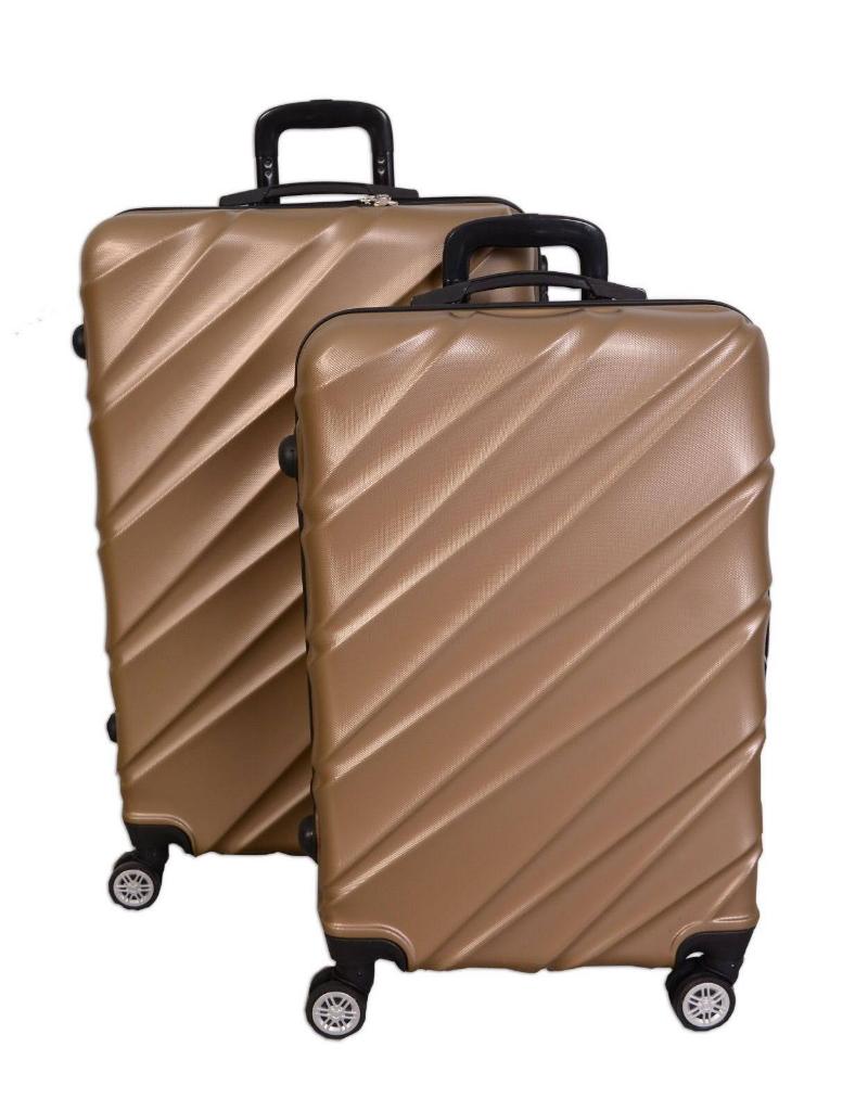 DZC KUZENLER AVM 2 Lİ VALİZ SET BÜYÜK BOY VE ORTA GOLD İKİLİ ABS ÇANTA