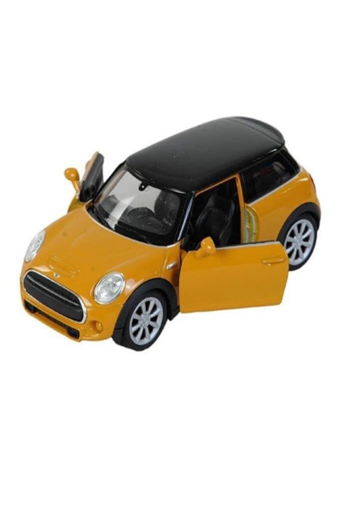 ÇEK BIRAK Metal Mini Cooper Çocuk Araba Oyuncak 12 CM SARI