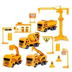 DZC KUZENLER AVM  Truck İnşaat Seti 15 Parça kamyon kepçe mikser kurtarıcı