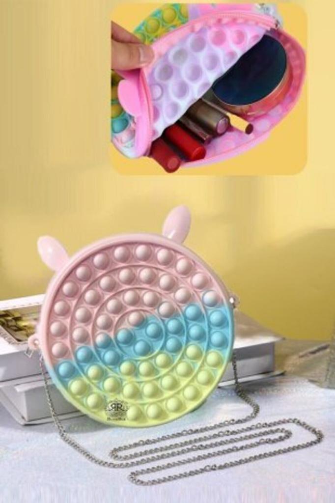 DZC KUZENLER AVM POPİT ÇANTA YUVARLAK SOFT RENK FERMUARLI ZİNCİRLİ