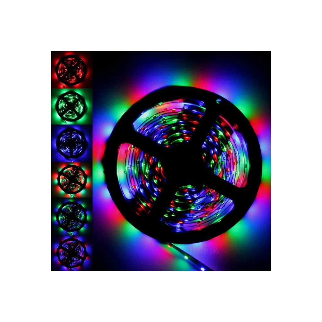 Rgb Şerit Led İç Ve Dış Mekan 5 Metre Kumandalı Set 16 Renk 24 Tuşlu Kumanda Adaptor Silikonlu300LED