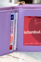 Kadın Fermuarlı Ve Çıtçıtlı Bozuk Para Bölmeli Şık Kırmızı Cüzdan Kartlık Aksesuar LİLA - Tek Ebat