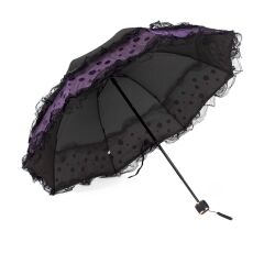 DZC KUZENLER AVM MARLUX PULLU PUANTİYELİ TÜLLÜ MANUEL RÜZGARA DAYANIKLI ŞEMSİYE SİYAH