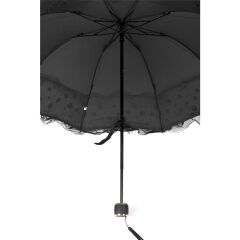 DZC KUZENLER AVM MARLUX PULLU PUANTİYELİ TÜLLÜ MANUEL RÜZGARA DAYANIKLI ŞEMSİYE SİYAH