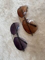 Unisex Damla Model Metal Yarım Çerçeveli Güneş Gözlüğü uv400 2 li set